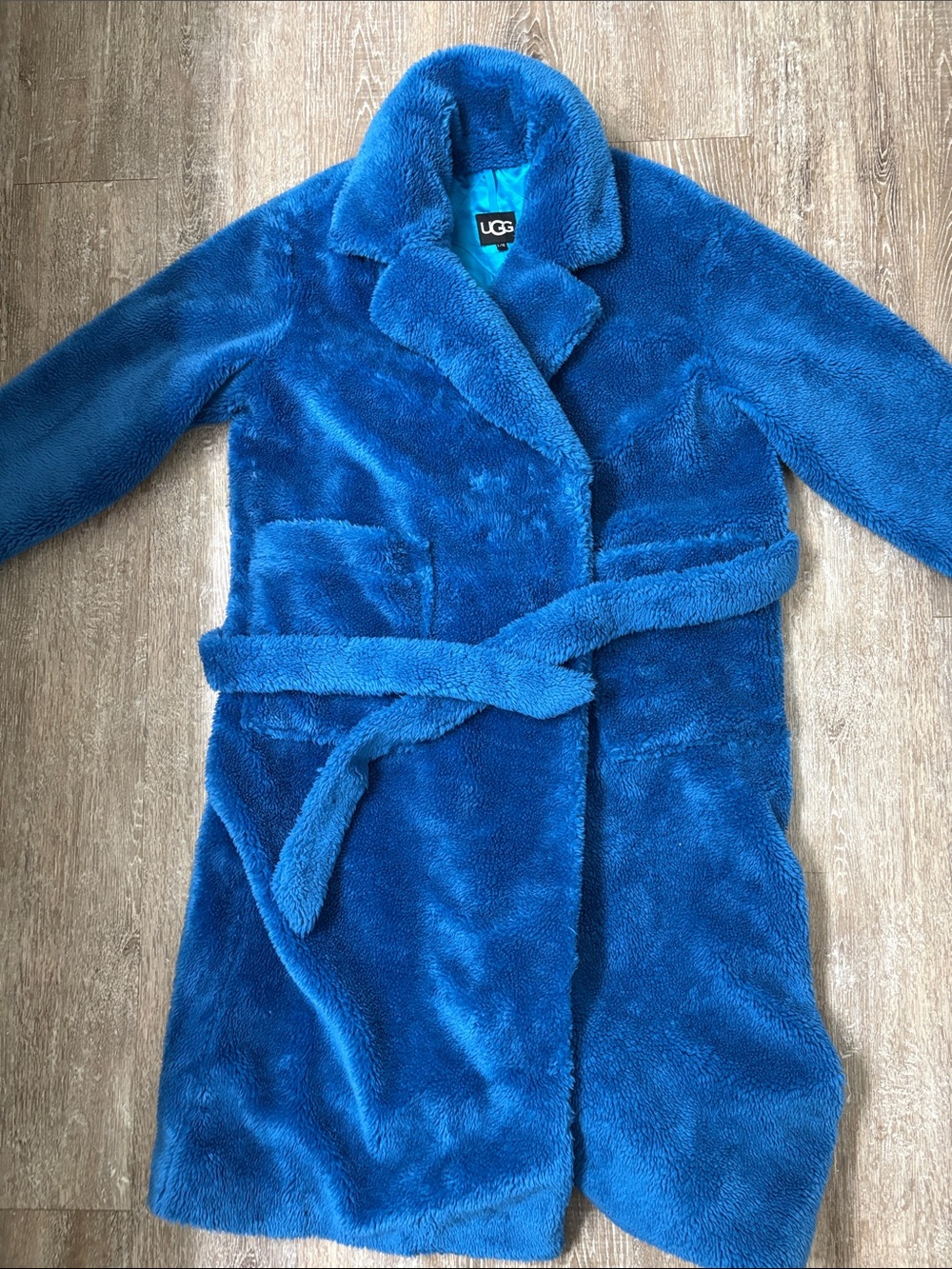 UGG Alesandra Faux Fur Sherpa Teddy Long Wrap Coat - Picture 3 of 6